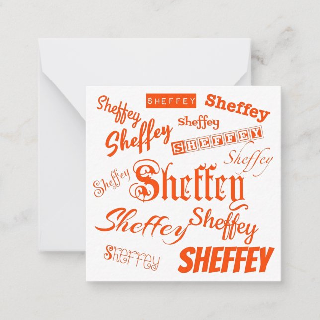 Orange Sheffey Schriftartes - 9569 Mitteilungskarte (Vorderseite)