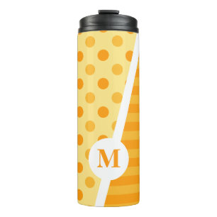Orange Sherbet Polka Punkte und Streifen: Monogram Thermosbecher