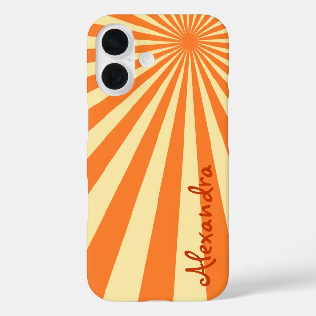 Orange Sherbet Sunburst "Add Your Name" Case-Mate iPhone Hülle (Rückseite)