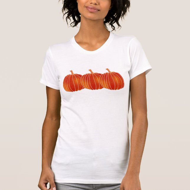 Orange Shiny Fall Halloween Autumn Pumpkins Custom T-Shirt (Vorderseite)