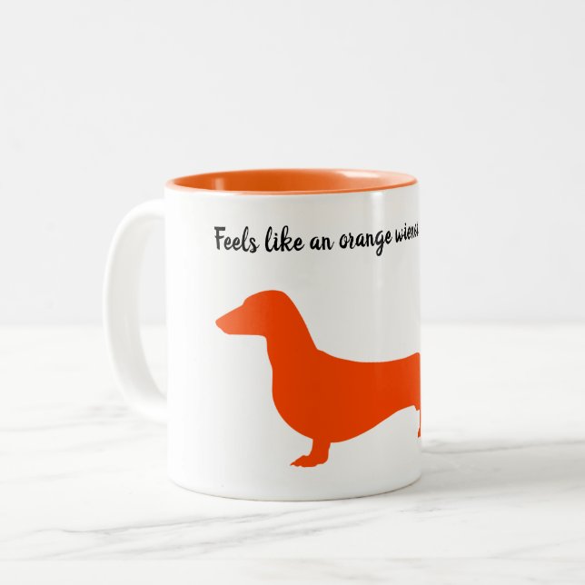 Orange Silhouette Dackel Tasse (Vorderseite Links)