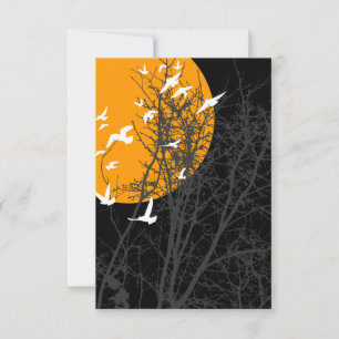 orange Silhouetten Vögel Einladung