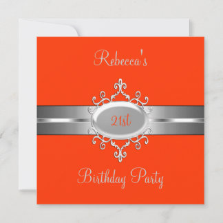 Orange Silver Jewel 21. Elegante Geburtstagsparty Einladung
