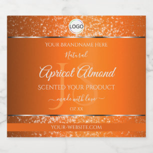 Orange Silver Logo Initials Glitzer Produktmarken Alkoholflaschenetikett