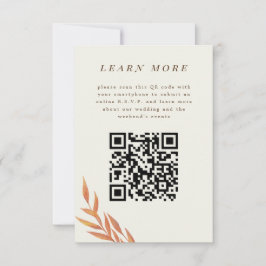 Orange Simple Branch Wedch Information Card Save The Date