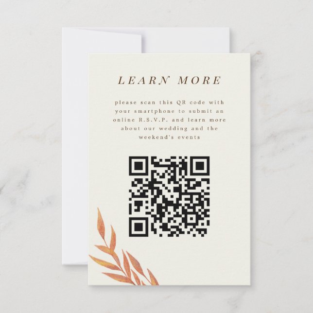 Orange Simple Branch Wedch Information Card Save The Date (Vorderseite)