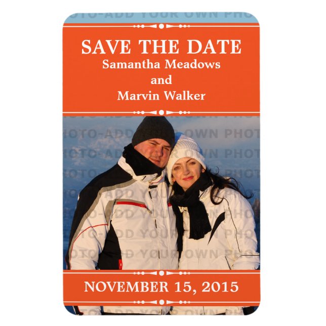 Orange Simple Chic Foto Save the Date Magnet (Vertikal)