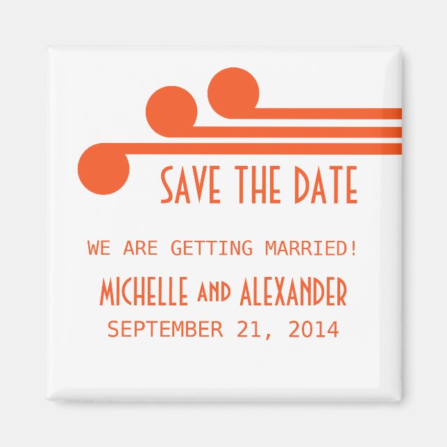 Orange Simple Deko Chic Save the Date Magnet (Vorne)