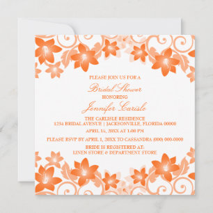 Orange Simple Floral Brautparty laden Einladung