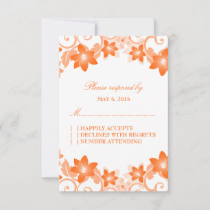 Orange Simple Floral Response Card RSVP Karte