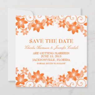 Orange Simple Floral Save the Date laden Einladung