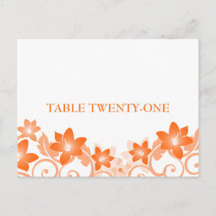 Orange Simple Floral Tischnummer Postkarte