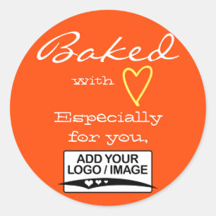 Orange Simple Minimalistisch Made with Liebe Logo Runder Aufkleber