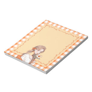 Orange Simple Niedlich Anime Boho Notepad Notizblock