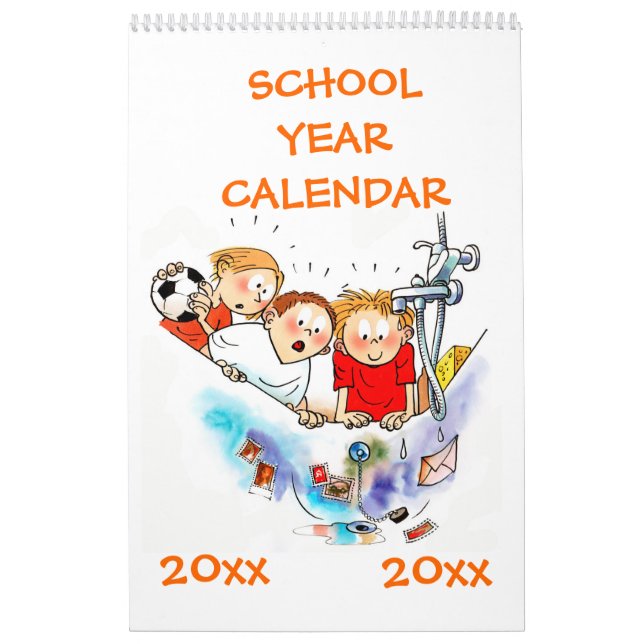 Orange Single Page School Year Calendar Kids Kalender (Titelbild)