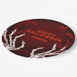 Orange Skeleton Hands Pappteller