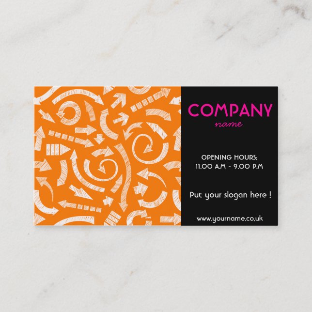 Orange Sketchy Arrows Business Card Visitenkarte (Vorderseite)