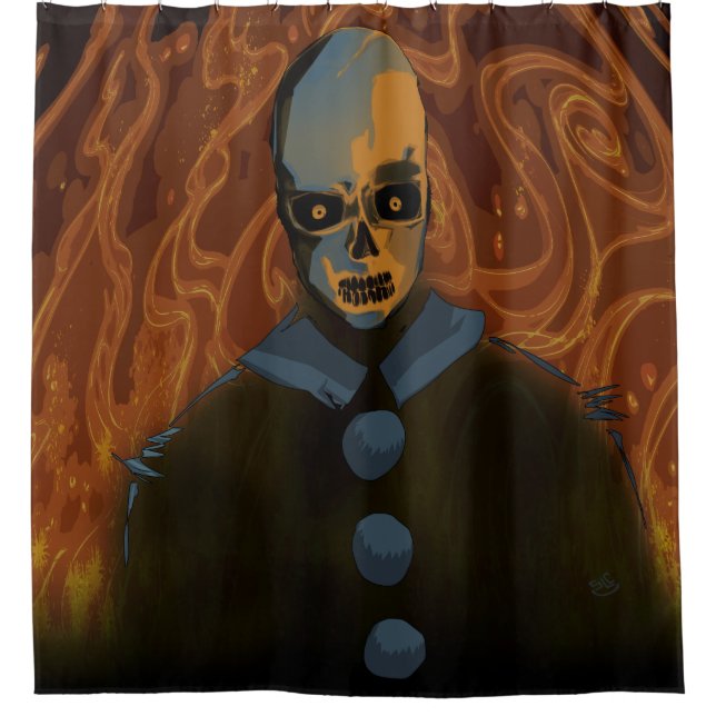 Orange Skull Duschvorhang (Vorderseite)