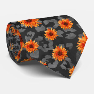 Orange Skulls and Sunflower Series Design 4  Krawatte