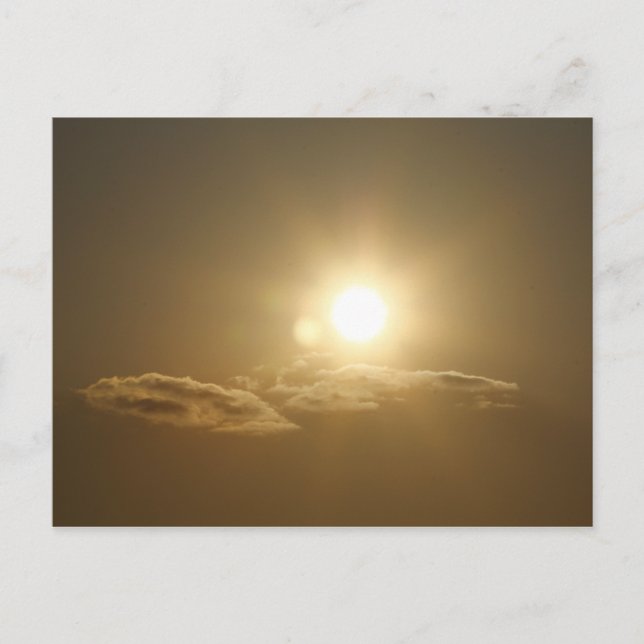 Orange Sky mit Sonne und Wolken Postkarte (Vorderseite)
