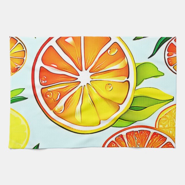 Orange Slice: Citrus Art Geschirrtuch (Horizontal)
