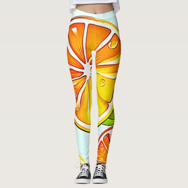 Orange Slice: Citrus Art Leggings (Vorderseite)