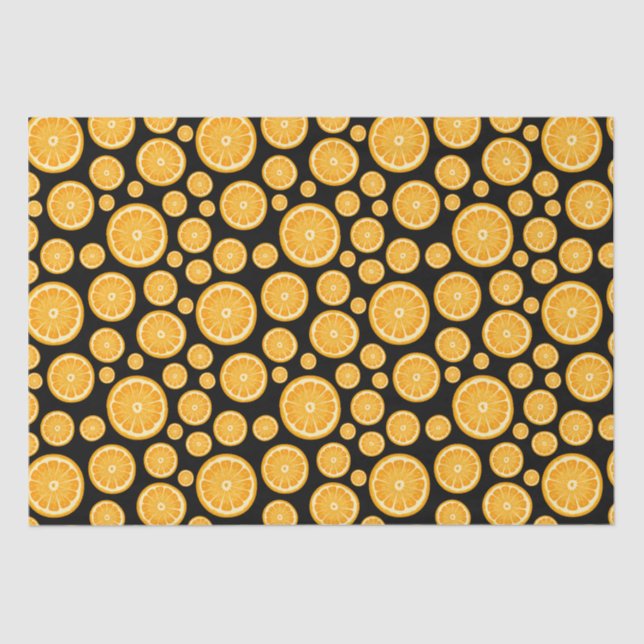 Orange Slice Citrus Frucht Black Seidenpapier (Vorderseite)