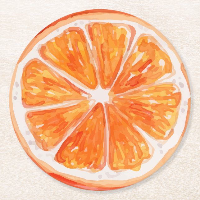 Orange Slice Citrus Theme Brautparty Runder Pappuntersetzer (Vorderseite)