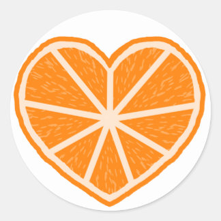Orange Slice Heart Runder Aufkleber