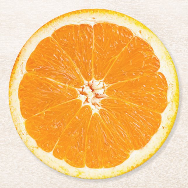 Orange Slice Runder Pappuntersetzer (Vorderseite)
