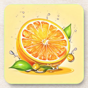 Orange Slice Splash Getränkeuntersetzer