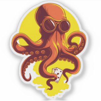 Orange Smart Octopus Aufkleber