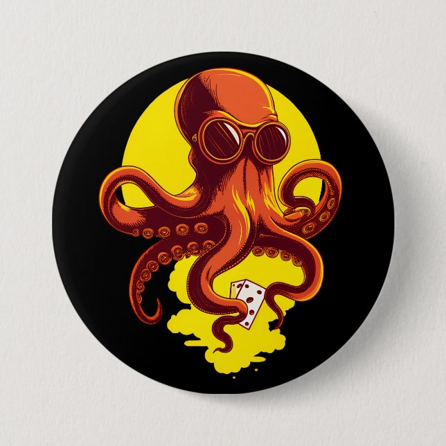 Orange Smart Octopus Button (Vorderseite)