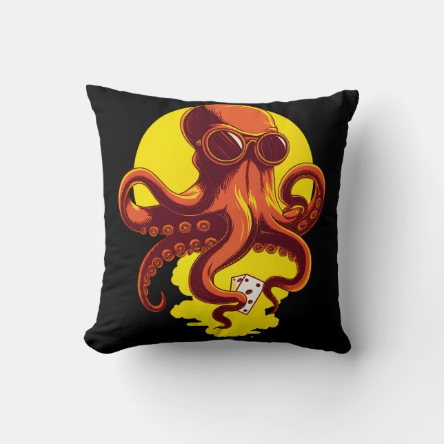 Orange Smart Octopus Kissen (Vorderseite)