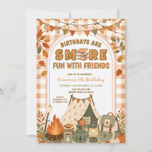 Orange S'more Spaß mit Freunden Camping Geburtstag Einladung