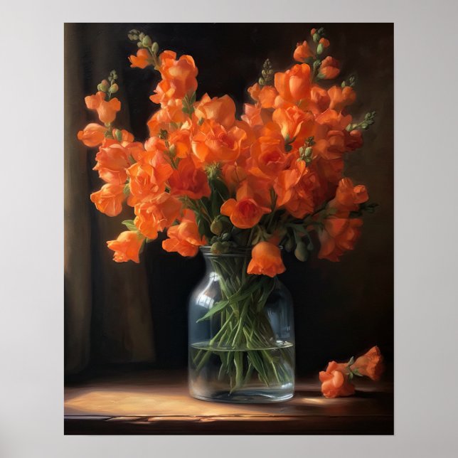 Orange Snapdragon Blume Art Print Poster (Vorne)