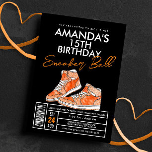 Orange Sneaker Ball Geburtstagseinladung Einladung