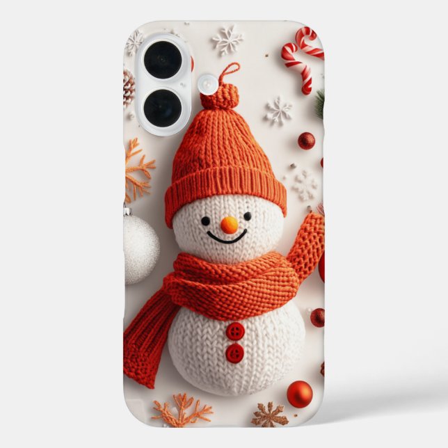 Orange Snowman Strick Weihnachtsschmuck Case-Mate iPhone Hülle (Rückseite)
