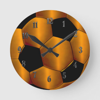 Orange Soccer Ball Clock Runde Wanduhr