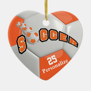 Orange Soccer Ball   Personalisieren Keramikornament