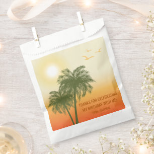 Orange Sommeruntergang Palmen Geburtstag Danke Geschenktütchen