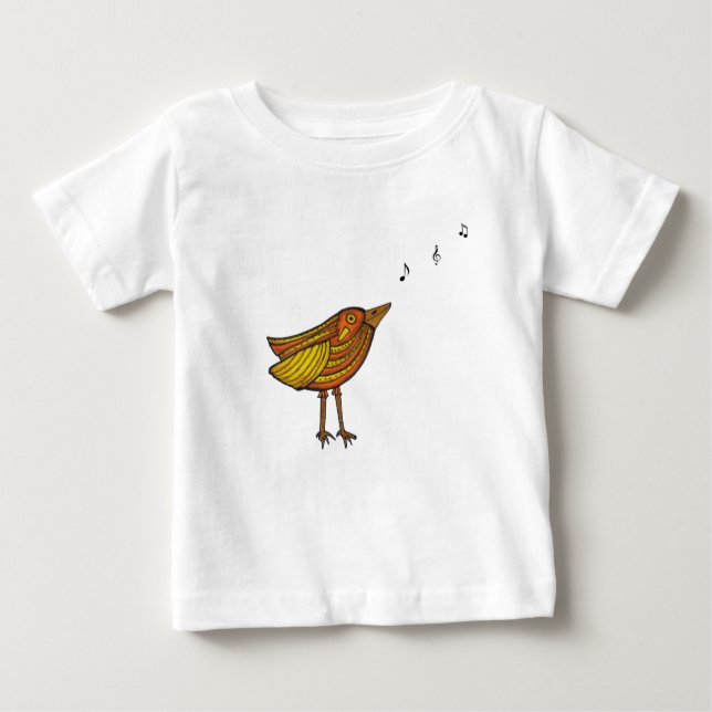 Orange Song Bird & Birdhouse Baby/Kleinkind T - Sh Baby T-shirt (Vorderseite)