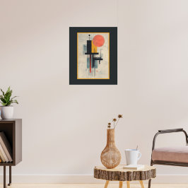 Orange Sonne Modernes Kunstposter im Mid-Century-S Poster