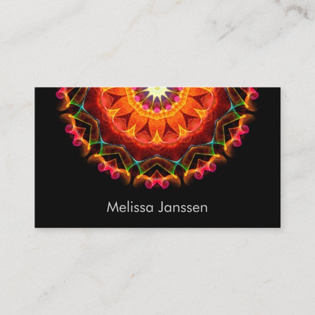 Orange Sonnenblume - Mandala Visitenkarte (Vorderseite)