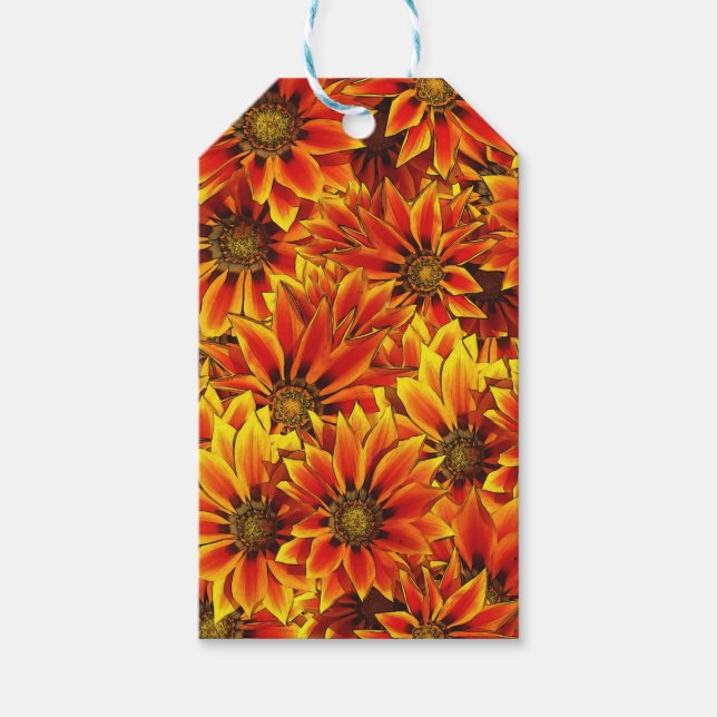 Orange Sonnenblumen Geschenkanhänger (Vorderseite)