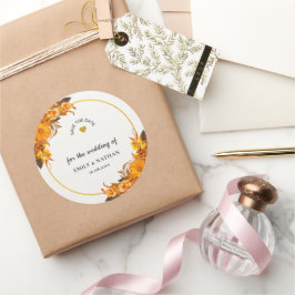 Orange Sonnenblumen Herbsthochzeit rettet das Datu Runder Aufkleber