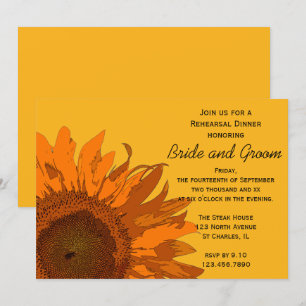 Orange Sonnenblumen Hochzeitstag Probe Dinner Einladung