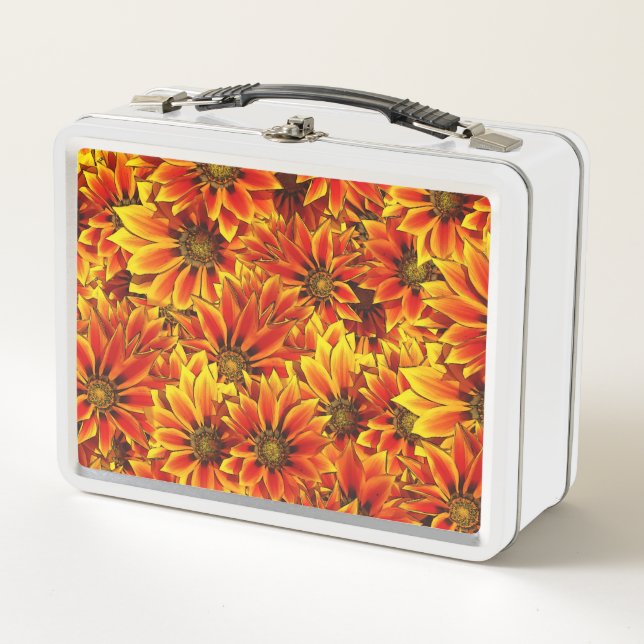 Orange Sonnenblumen Metall Brotdose (Vorderseite)