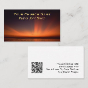 Orange Sonnenuntergang Ozean Kirche Pastor QR Code Visitenkarte