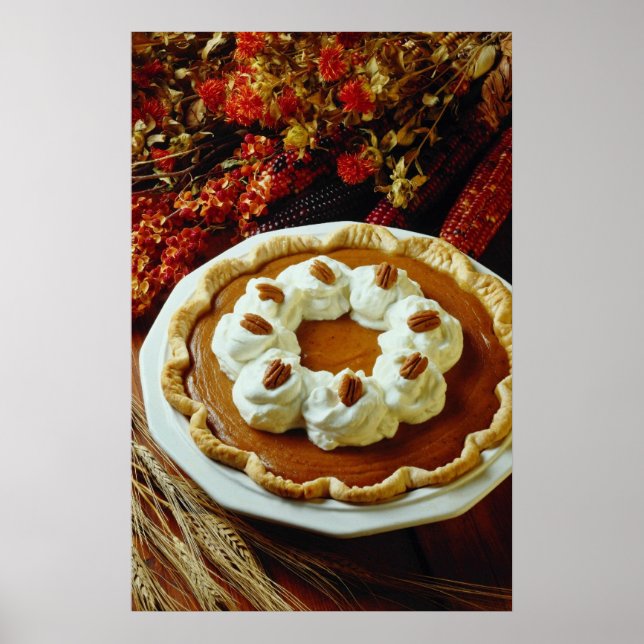 Orange Sour Creme Kürbiskuchen Blume Poster (Vorne)